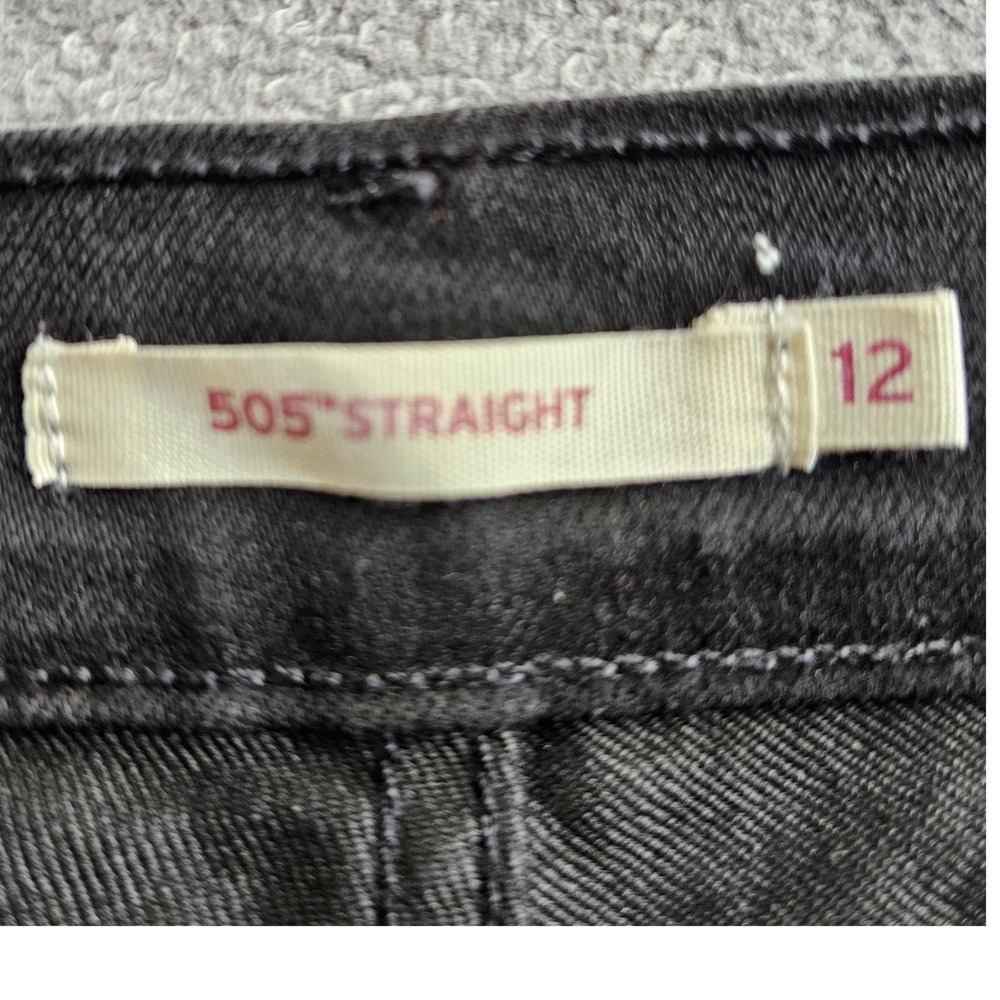 Levis 505 Straight Leg Jeans Womens 12 Black Denim Stretch Mid Rise Dark Wash - Picture 8 of 14